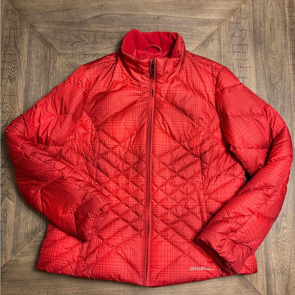 Eddie Bauer Red Quilted Women's Puffer Down Jacket Size XL
